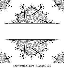 Hand-drawn mandala art with ethnic floral doodle pattern. Coloring page - kaindala, spiritual relaxation for adults, vector illustration, isolated on a white background. Zen doodles, meditation