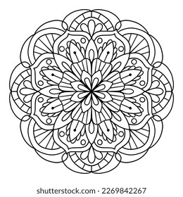Handgezeichnete Mandala zum Färben des Buches. Vektorgrafik einzeln auf weißem Hintergrund. 