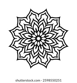 Hand-Drawn Mandala Line Art for Coloring Book – Oriental Abstract Pattern Vector Illustration