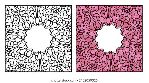 hand-drawn mandala pattern, coloring page, vector illustration