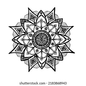 hand-drawn mandala. Mandala round floral, stylized symmetrical pattern of petals with a black line on a white background for decoration. isolated element for your design template
