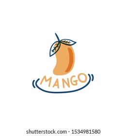 hand-drawn mango vector illustration. Creative fruit texture for fabric, wrapping, textile, wallpaper, apparel. 