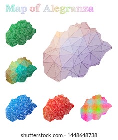 Hand-drawn map of Alegranza. Colorful island shapes. Sketchy Alegranza maps collection. Vector illustration.