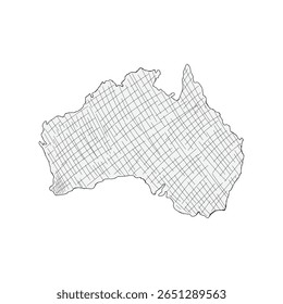 Hand-drawn map of Australia on white background.