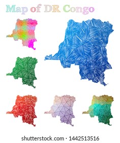 Hand-drawn map of DR Congo. Colorful country shape. Sketchy DR Congo maps collection. Vector illustration.
