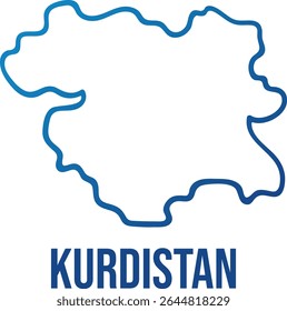 Mapa desenhado à mão do contorno limpo e formato de gradiente azul da província iraniana do Curdistão. Vetor isolado- para o contexto geográfico, para viajar blogs, conteúdo político e projetos educacionais.

