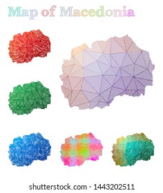 Hand-drawn map of Macedonia. Colorful country shape. Sketchy Macedonia maps collection. Vector illustration.