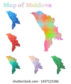 Hand-drawn map of Moldova. Colorful country shape. Sketchy Moldova maps collection. Vector illustration.