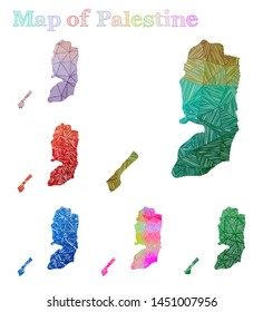 Hand-drawn map of Palestine. Colorful country shape. Sketchy Palestine maps collection. Vector illustration.