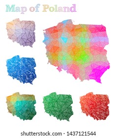 Hand-drawn map of Poland. Colorful country shape. Sketchy Poland maps collection. Vector illustration.