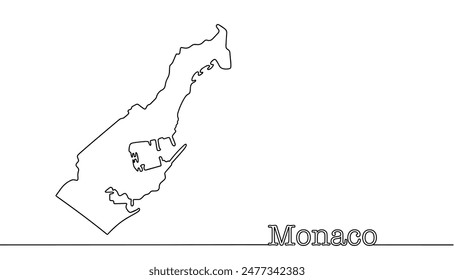 Hand-drawn map of the Principality of Monaco. Small European country. Geographic map. Vector illustration.