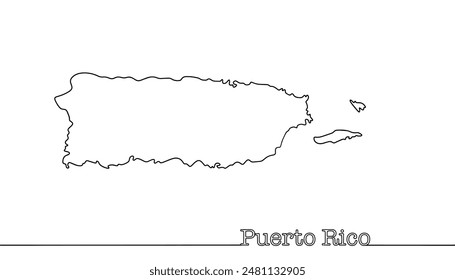 Mapa dibujado a mano de las fronteras estatales de Puerto Rico. Un estado ubicado en el Mar Caribe. Mapa geográfico de Vector simple.