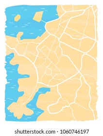 Handdrawn map of Pula, Croatia. Vector illustration. Illustration for travel guide, print or to be used on tourist products.