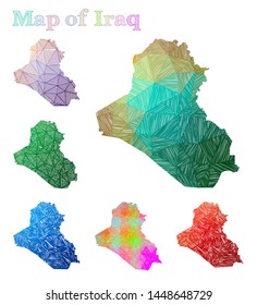 Hand-drawn map of the Republic of Iraq. Colorful country shape. Sketchy Republic of Iraq maps collection. Vector illustration.