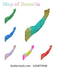 Hand-drawn map of Somalia. Colorful country shape. Sketchy Somalia maps collection. Vector illustration.