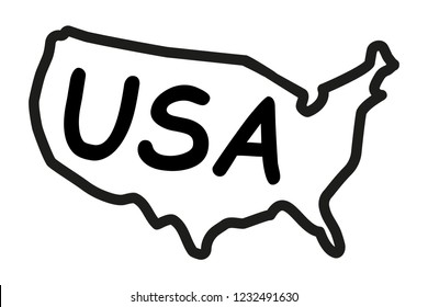 Hand-drawn map of the United States of America. Vector illustration.