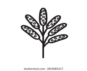 Hand-drawn marijuana leaf illustration. Minimalist cannabis plant vector icon with detailed outline. Perfect for wellness, medical, or legal indust...