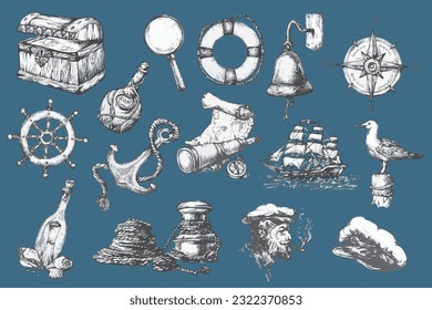 handdrawn marine illustrations, sea drawings, sea, elements, marine illustrations, sea, ocean, water, marine tattoo, navigation, sailing