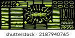 Hand-drawn marker highlighters, underline, lines, round, arrows, punctuation marks, tick marks and sketch. Highlighters, hand drawn underline. Handwritten notes for text or on a school board. Vector 