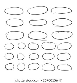 Formas de marcador desenhadas à mão para realçar, enfatizar e chamar a atenção para elementos-chave