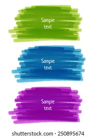 Hand-drawn marker stains. Colorful stripe design element set. Vector illustration.