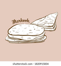 Hand-drawn Markook bread illustration. Flatbread, Saj bread, usually known in Levant. Vector drawing series. svg