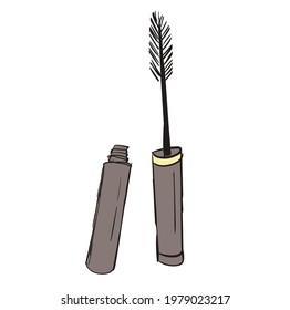 Hand-Drawn mascara. Doodle vector illustration. Make up