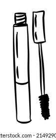 Hand-Drawn mascara. Doodle vector illustration. Make up