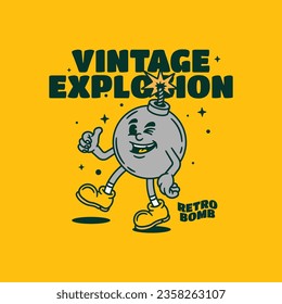 Hand-drawn mascot retro for cute boom vector