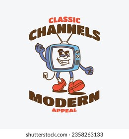 Hand-drawn mascot retro vector for television and computer and phone