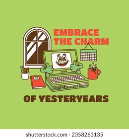 Hand-drawn mascot retro vector for television and computer and phone