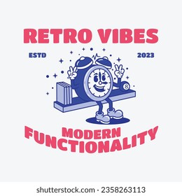 hand-drawn mascot vintage for old clock vector