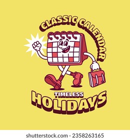 Hand-drawn mascot vintage and retro for holiday moment vector