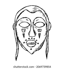 Hand-drawn mask. Isolated on white. Vector illustration. 