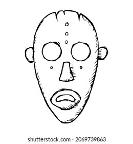 Hand-drawn mask. Isolated on white. Vector illustration. 