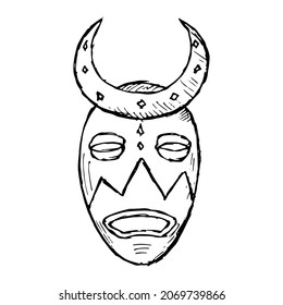 Hand-drawn mask. Isolated on white. Vector illustration. 