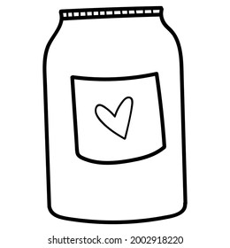 Hand-drawn mason jar. Contour sketch. Vector illustration. Isolated drink glass design
