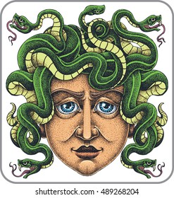 Hand-drawn Medusa head.