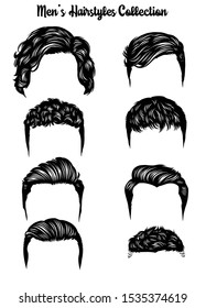 handdrawn men's hairstyles collection in vintage style