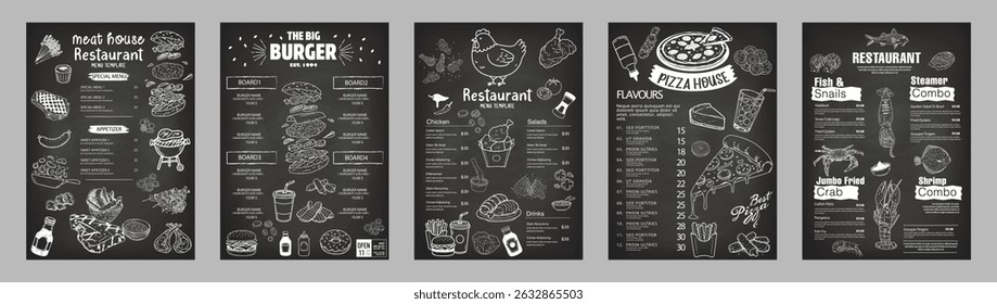 The hand-drawn menu collection can be used as an ideal visual source for those who want to create a natural and sincere impression in their design projects.