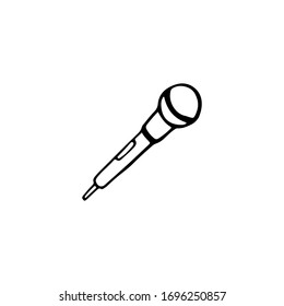 Hand-drawn microphone in doodle style. Linear illustration. Vector image.