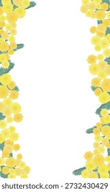 Hand-drawn mimosa frame on left and right sides