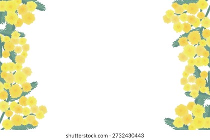 Hand-drawn mimosa frame on left and right sides