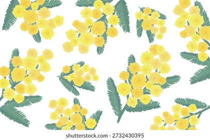 Ilustración de fondo de patrón de mimosa dibujado a mano