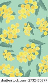 Hand-drawn mimosa pattern background illustration