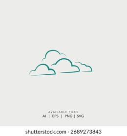 Hand-drawn minimal cloud computing vector logo, Simple outline cloud storage technology service icon