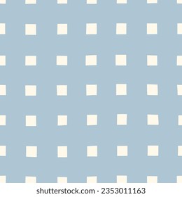 Hand-Drawn Minimalist Geometric Checks Vector Seamless Pattern. Modern Organic Square Shapes