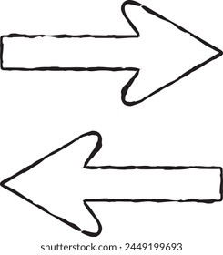 Flechas monocromas dibujadas a mano que apuntan a derecha e izquierda