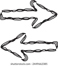 Hand-drawn monochrome arrows pointing right and left