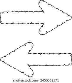 Hand-drawn monochrome arrows pointing right and left